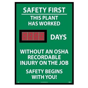 Safety First - Plant 28" x 20" Digital Scoreboard
